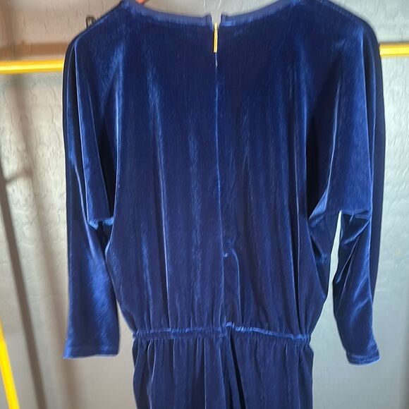 Ralph Lauren Blue velvet Jumpsuit with V-Neckline - Picture 5 of 8